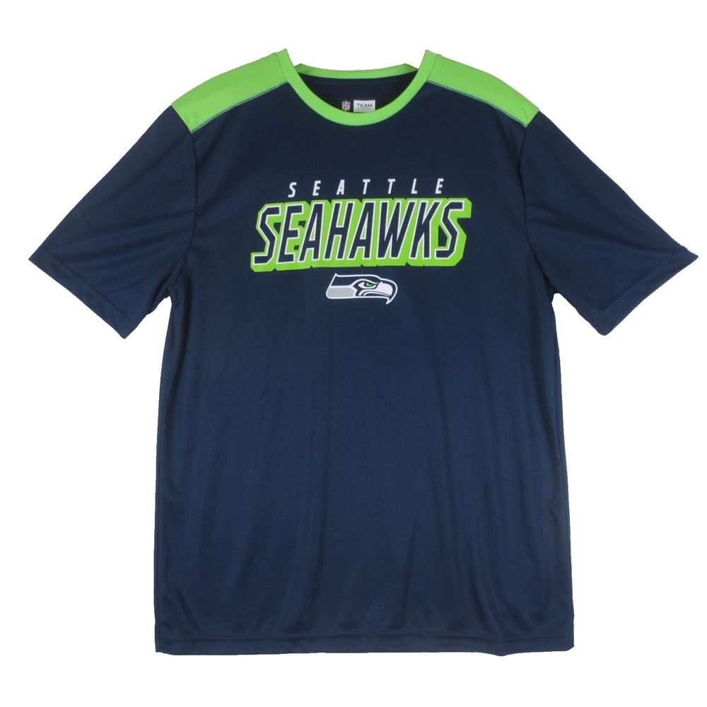 NWT Seattle Seahawks NFL Team Apparel‎ T Shirt Mens Large Blue Graphic Logo Tee